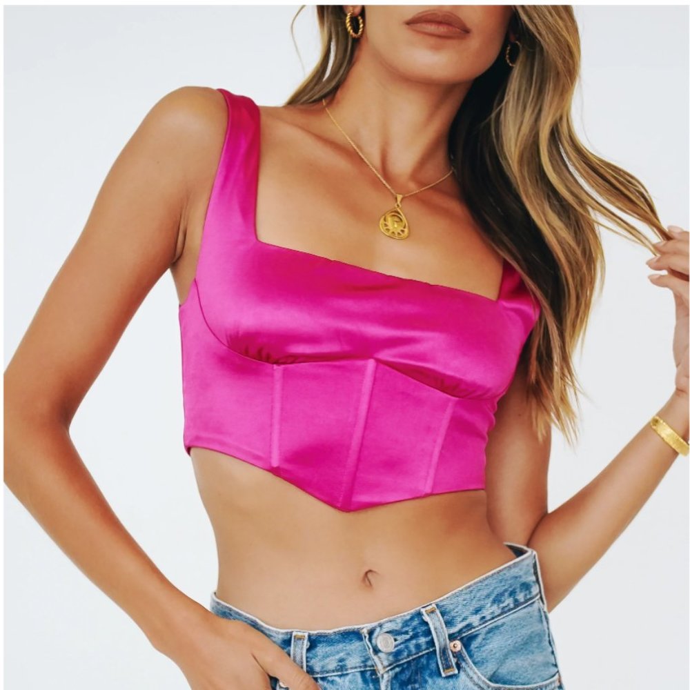VRG GRL Heartbreak Issue Bustier Top – Hot Pink